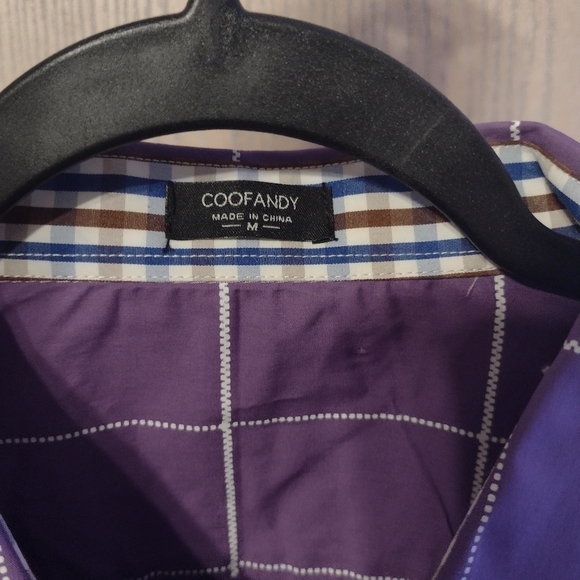 Coofandy Long Sleeve Purple & White Checkered, Orange Button Down Shirt, M. NWT. - Picture 5 of 12